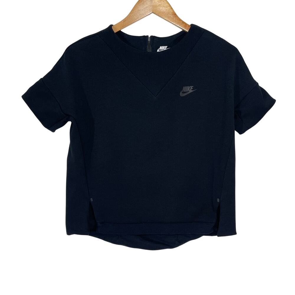 NIKE TECH Women’s Short Sleeve High Low Sweatshirt size medium - Picture 2 of 4